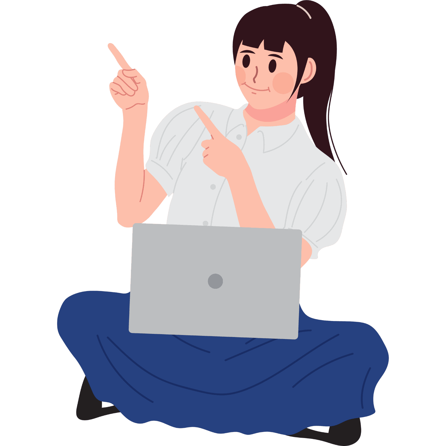 Engaging cartoon girl studying with laptop for Geo PTE Academy online test prep.