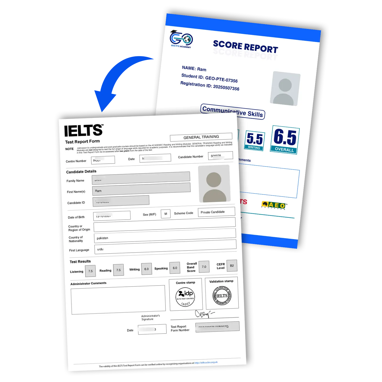 IDP IELTS result